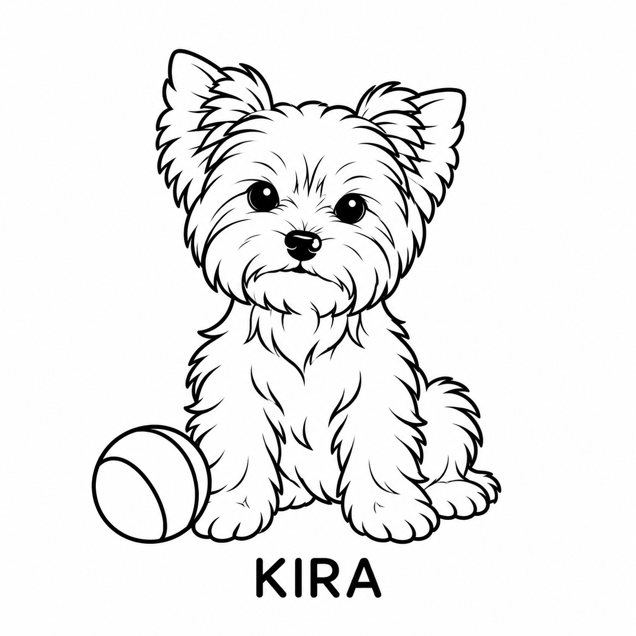 Kira's simple black-and-white character portrait with her ball